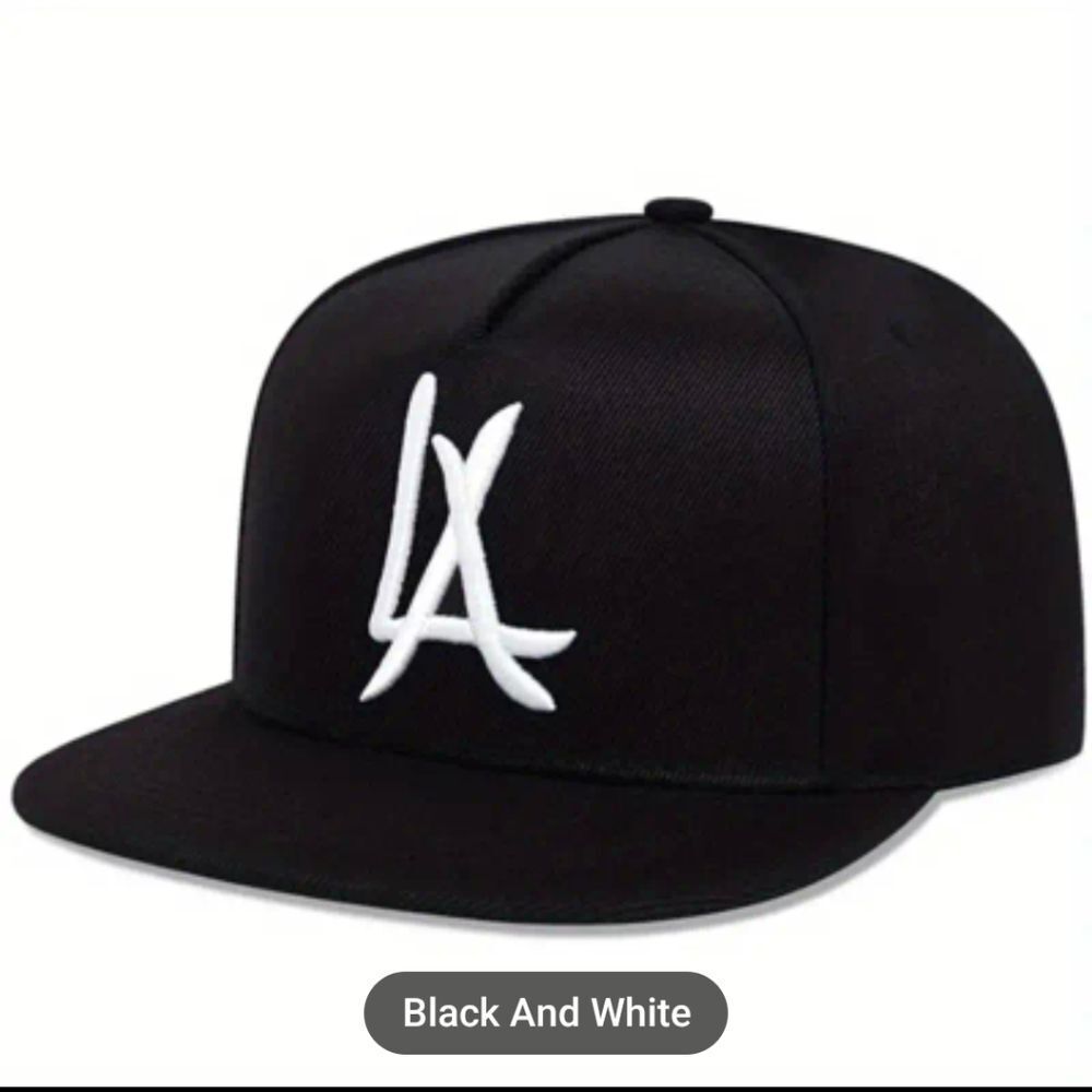 LA Vintage Embroidery Baseball Cap Black Hip Hop Snapback Hat Adjustable Sunscre